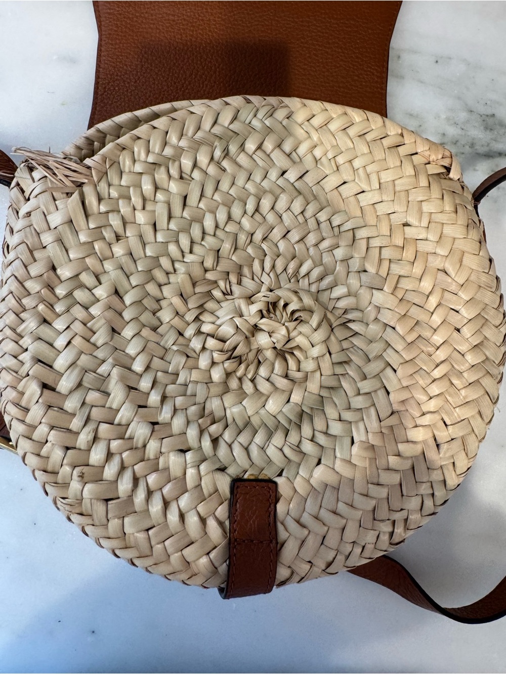 Chloe Brown Leather & Woven Straw Crossbody Bag - Picture 3 of 6